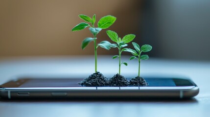 Smartphone Growth Tracking with Plants and Soil on Screen