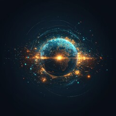 Obraz premium Abstract globe with weapons dissolving into radiant beams of peace