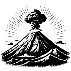 Silhouette of volcano eruption vector design © Breck