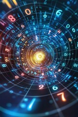 Obraz premium Abstract Sudoku numbers spiraling into a radiant center of creativity