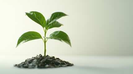 Nature's renewal close-up of a minimalist indoor plant sprout in a calm setting