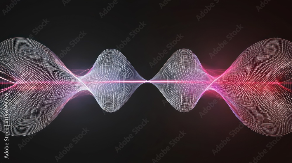 Poster abstract representation of sound waves in a digital format.