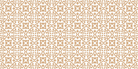 Islamic Seamless geometric pattern in authentic arabian Subtle simple golden islamic design style. 
