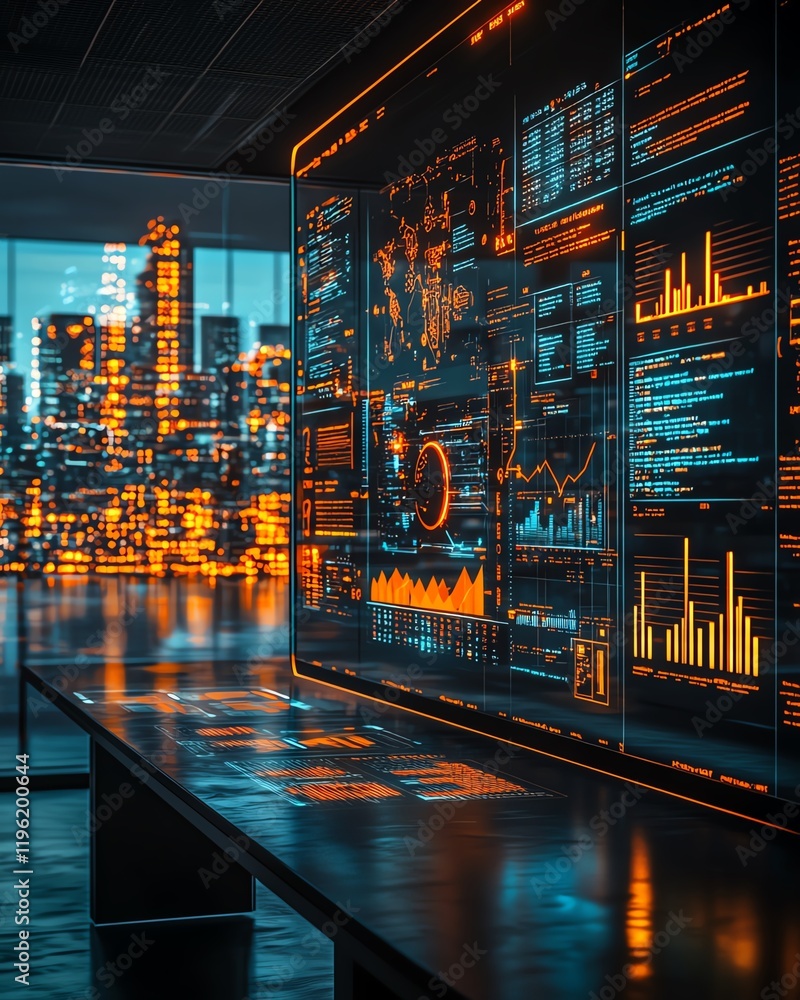 Poster ai technology displayed on a digital interface in a sleek office setting