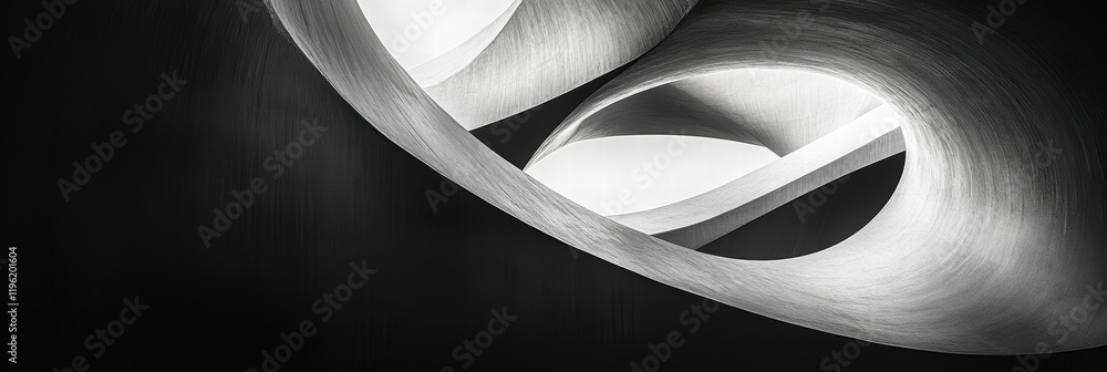 Poster abstract black and white contrasts with jagged lines and smooth curves, creating a striking balance 