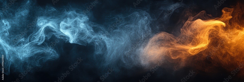 Poster abstract dark design with smoke and mist patterns, softly blending together to form organic, flowing