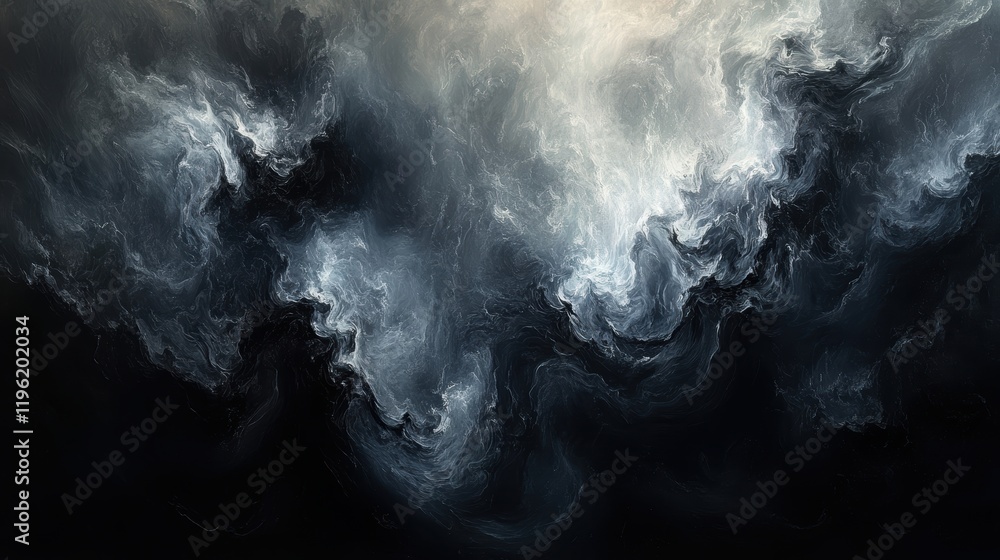 Aufkleber abstract dark smoke swirls blending in deep hues of black and dark gray, with subtle highlights crea