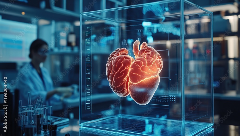 Poster digital brain: exploring the human brain's complexity with advanced technology in a futuristic labor