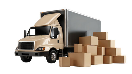 Delivery truck with cardboard boxes