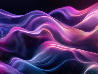 Fototapeta premium Dark abstract design with flowing lines and soft gradients in black, purple, and dark blue, evoking a sense of fluidity and movement.