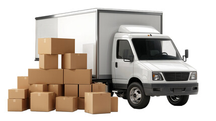 Delivery truck with cardboard boxes