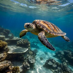 Obraz premium Secrets of the Deep: The Loggerhead's Quest for Lost Treasures