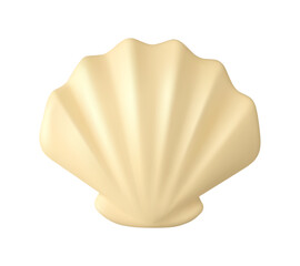 Sea shell vector 3d icon. Pearl clam cartoon illustration isolated on white background.