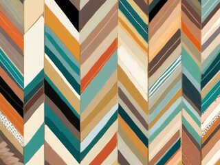 Obraz premium Repeating chevron shapes arranged in layers, alternating between neutral tones and bright accents
