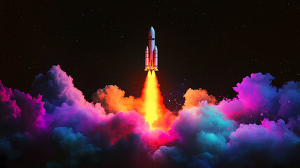 Fototapeta premium neon rocket launch