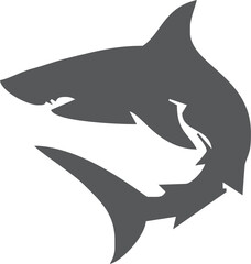 Shark silhouette flat illustration on isolated background