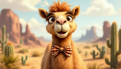 Charming Llama in the Desert: A 3D Animated Delight