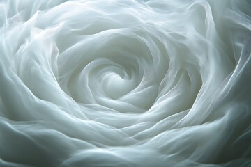 Swirling white fabric forming a rose shape.