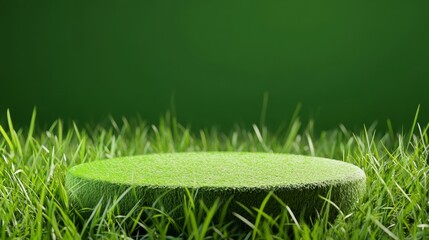 Fototapeta premium green grass podium circle background