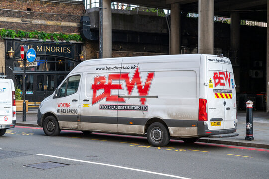 London, UK - March, 21, 2024 :  BEW electrical distributors ltd delivery van in the london street.