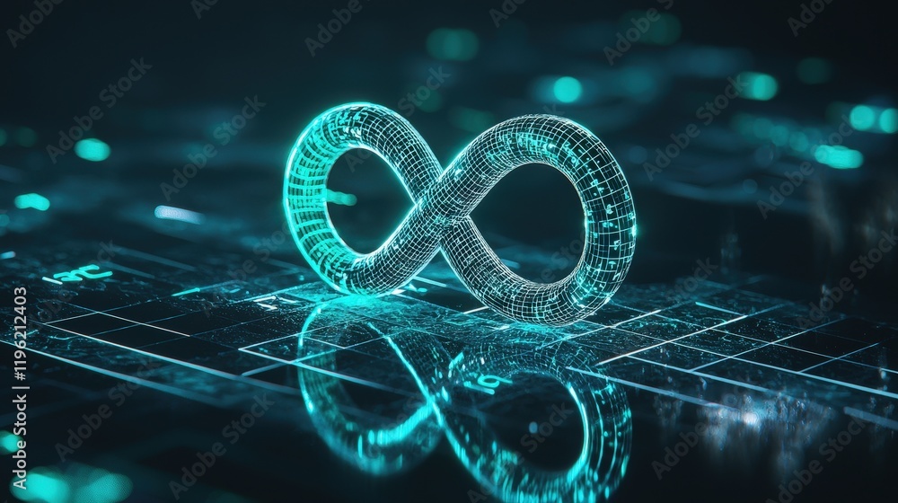 Poster infinity symbol created from sudoku grids glowing dynamically