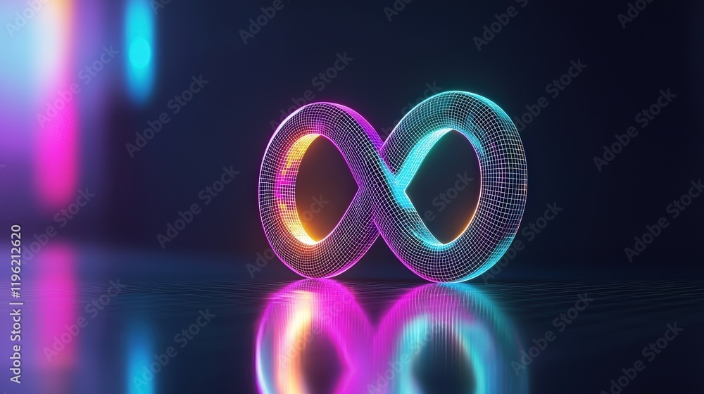 Poster infinity symbol created from sudoku grids glowing dynamically