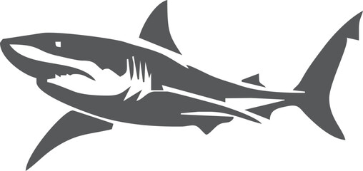Shark silhouette flat illustration on isolated background