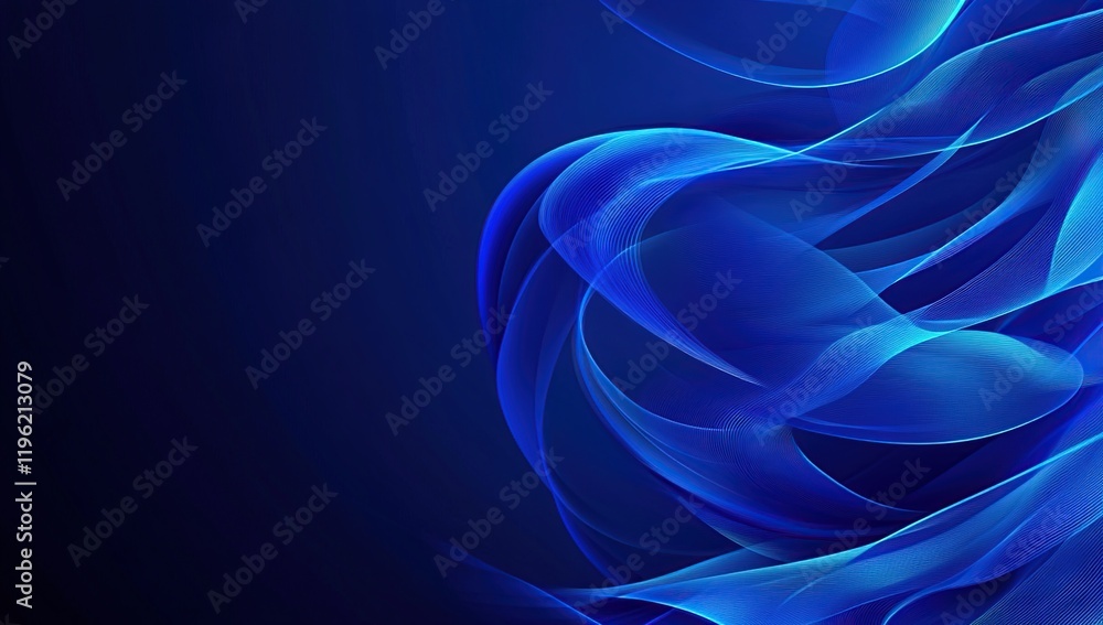 Poster abstract blue waves flowing dynamically across dark background: a serene visual symphony