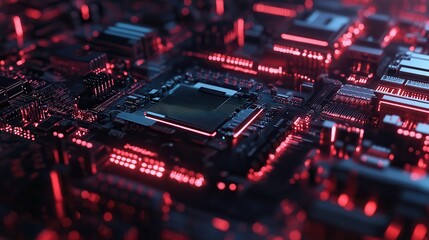 Fototapeta premium CPU Chip on Motherboard. Central Computer Processors CPU concept. Quantum computer large data processing database concept. Futuristic microchip processor. AI chip background with circuit light.