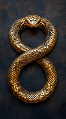 Fototapeta premium Golden snake forming infinity symbol