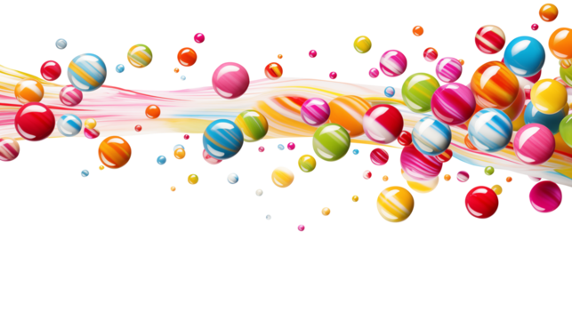 colorful candy isolated on transparent white background, clipping path