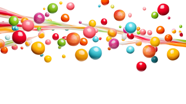 colorful candy isolated on transparent white background, clipping path