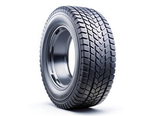 Fototapeta premium Heavy Duty Tire Stock Photo: White Background, Isolated Industrial Tire Image