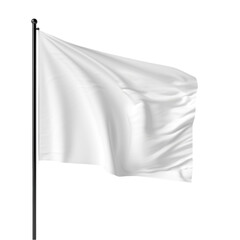 White Flag with a Black Pole Isolated on Transparent Background