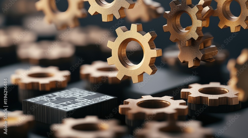Poster sudoku board floating above gears symbolizing logical thinking