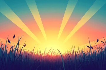 Sunrise over a Meadow - A Peaceful Landscape