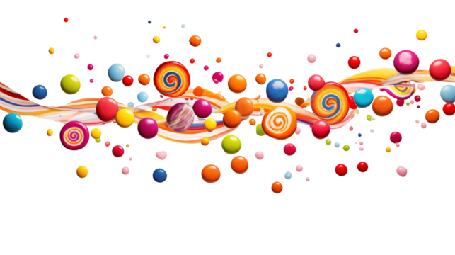 colorful candy isolated on transparent white background, clipping path