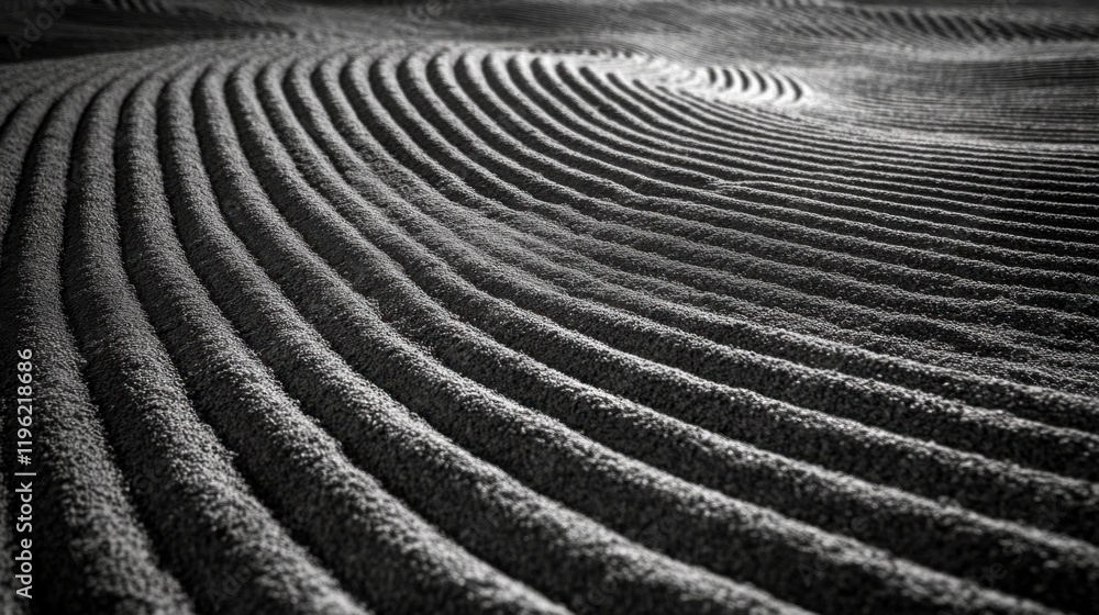 Poster abstract patterns of raked sand creating curved lines and shapes