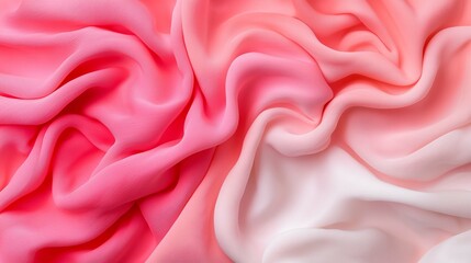 Obraz premium Soft fabric in shades of pink and white, beautifully textured and draped to create a flowing appearance.