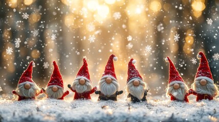 Joyful Gnomes in Snowy Winter Wonderland