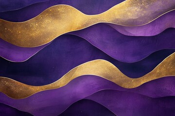 Golden and Purple Abstract Waves: A Luxurious Textured Design