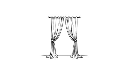 Elegant sheer curtains in minimalist sketch style, modern simplicity