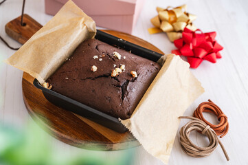 バレンタインの贈り物　手作りブラウニー