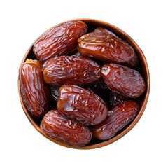 Date palm fruit (MedJool) in bowl, Top view