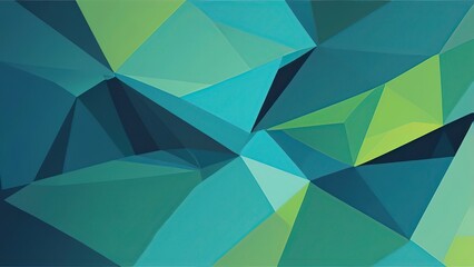 Polygonal vector design with sharp triangles in varying shades of blue and green.