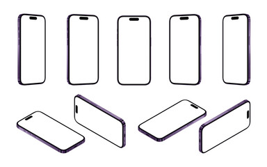 High-Resolution Transparent Smartphone PNG for App, Design Presentation and Motion Graphics | Detailed PNG Format | Deep Purple Color