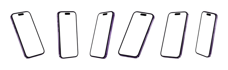 High-Resolution Transparent Smartphone PNG for App, Design Presentation and Motion Graphics | Detailed PNG Format | Deep Purple Color