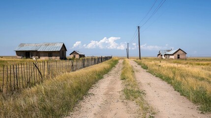 Fototapeta premium Rural landscape with abandoned farm
