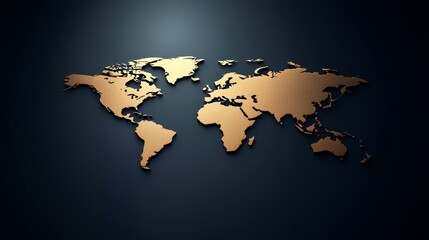 Fototapeta na wymiar Golden World Map: A 3D Rendering of Global Connectivity