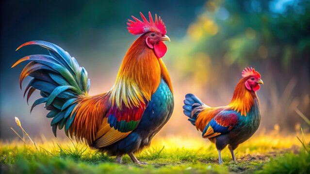 Minimalist Braekel Rooster and Hen Photography - Stylish Farm Birds